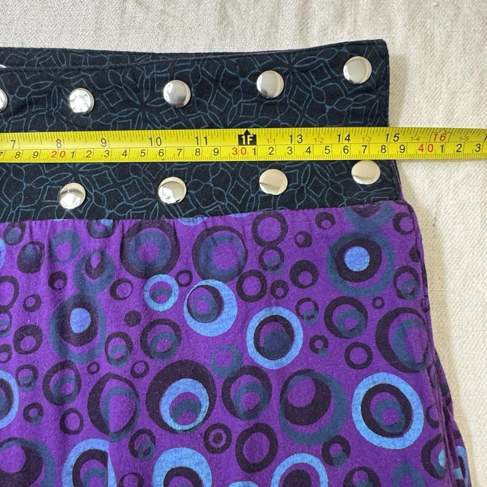 Womens Festival Wrap Around Reversible Mini Skirt Purple Boho Hippy Artsy Grunge
